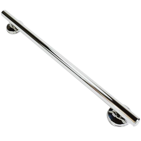 Grabcessories 20 in. x 1.25 in. Straight Decorative ADA Compliant Grab Bar in Chrome, Capped Ends