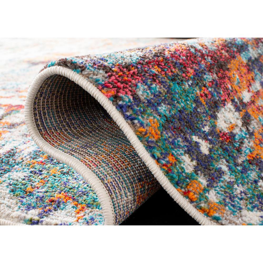 Elysian Gray & Blue Abstract 6' x 9' Synthetic Area Rug
