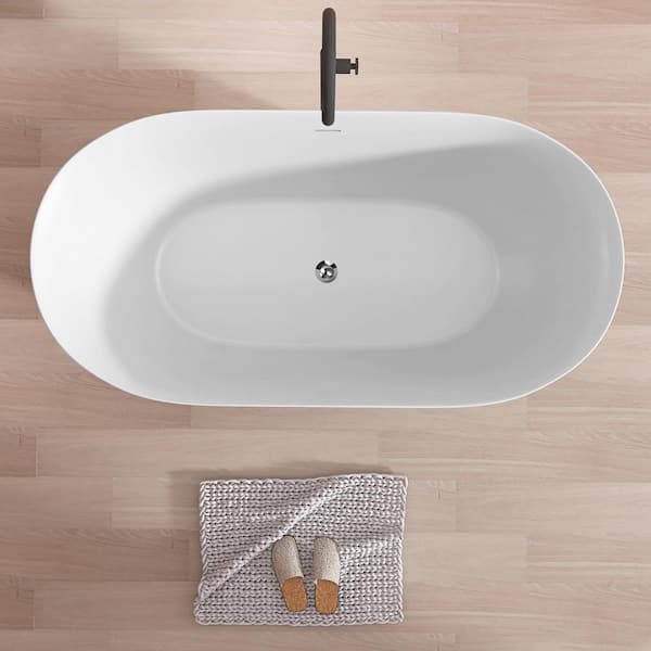 51 in. x 27.5 in. Acrylic Free Standing Tub Freestanding Soaking Bathtub Flatbottom Stand Alone Soaker Tubs in White