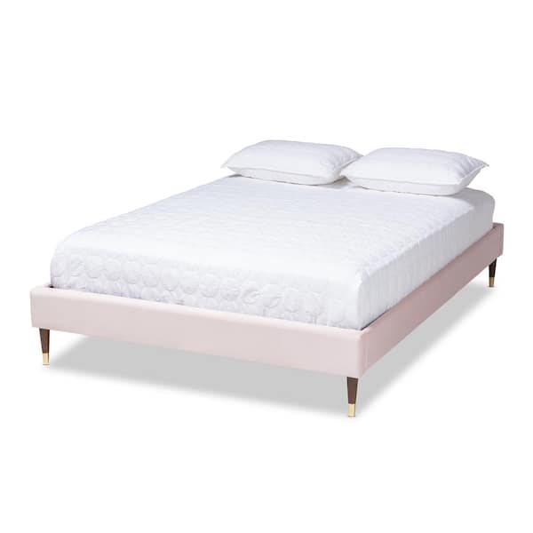 Baxton Studio Volden Light Pink King Platform Bed Frame
