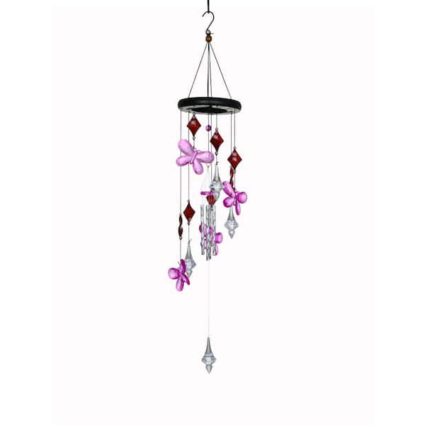 Ashman Online Wind Chime Pink Flower Musical Tone Wind Chimes with Flower, Tuned Relaxing Melody Gift Decor for Garden, Home