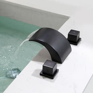 ABA 8 in. Widespread desk mounted 2-Handle low-Arc Bathroom Faucet in MATTE black