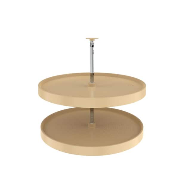 28 in.  Almond Polymer Full Circle Lazy Susans 2-Shelf