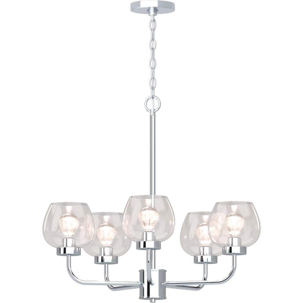 Aria 5-Light Polished Nickel Chandelier with Clear Glass Shade price history on PriceWatchPro