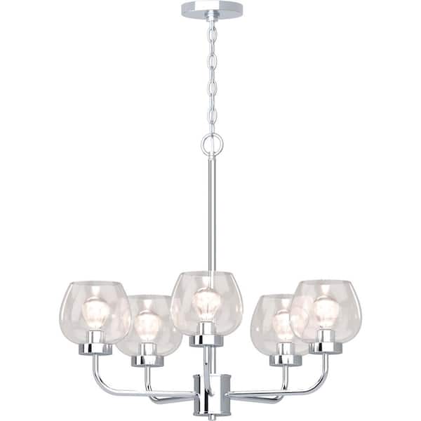 Volume Lighting Aria 5-Light Polished Nickel Chandelier with Clear Glass Shade