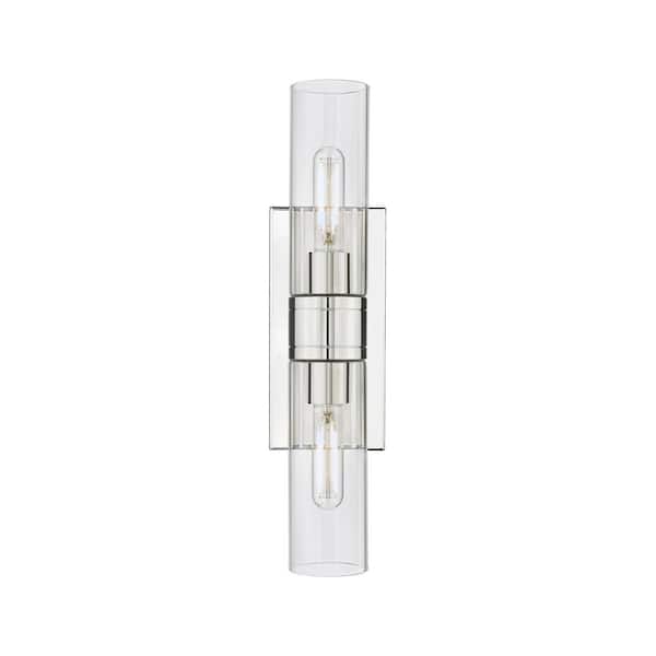 Innovations Ballston Urban 18 in. 2-Light Polished Nickel Vanity Light with Glass Shade