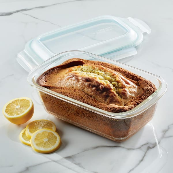 LocknLock Performance Glass 8.5 in. x 5.5 in. Bread Baking and Loaf Pan with Lid