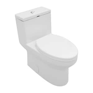1.6 GPF 1-Piece Double Flush Round Bidet Toilet in Ceramic White