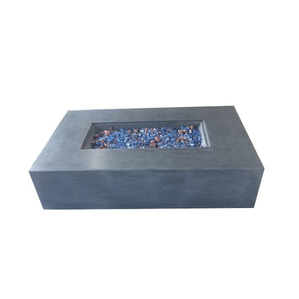 Boosicavelly 52.00 in. W x 14.00 in. H Concrete Rectangle Propane Burning Fire Pit Table in Black Gray