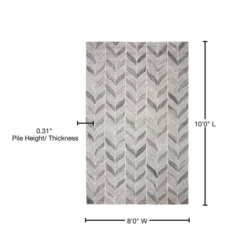Handmade Abstract Gray Wool-Viscose Blend 8' x 10' Area Rug