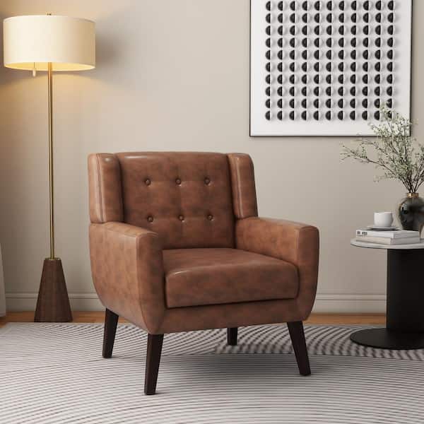 Uixe Coffee PU Leather Upholstery Arm Chair (Set of 1) SF0003-P-CF