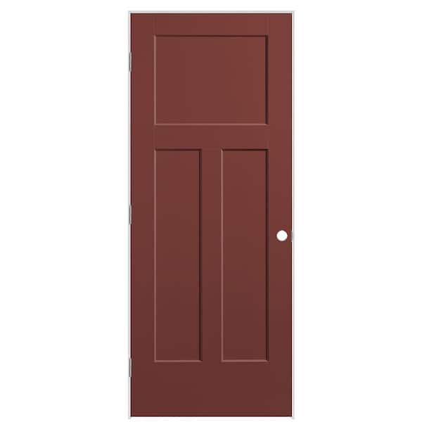 Masonite 32 in. x 80 in. 3-Panel Winslow Right-Hand Solid Core Red Bluff Molded Composite Single Prehung Interior Door