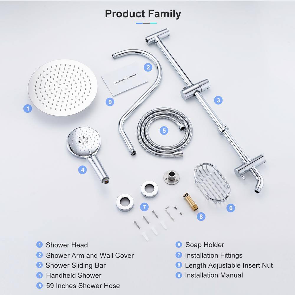Polished Chrome Adjustable Height Multi-Head Shower System