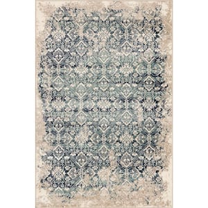 Heritage Ivory/Blue 3 ft. x 5 ft. Anna Distressed Moroccan Accent Rug