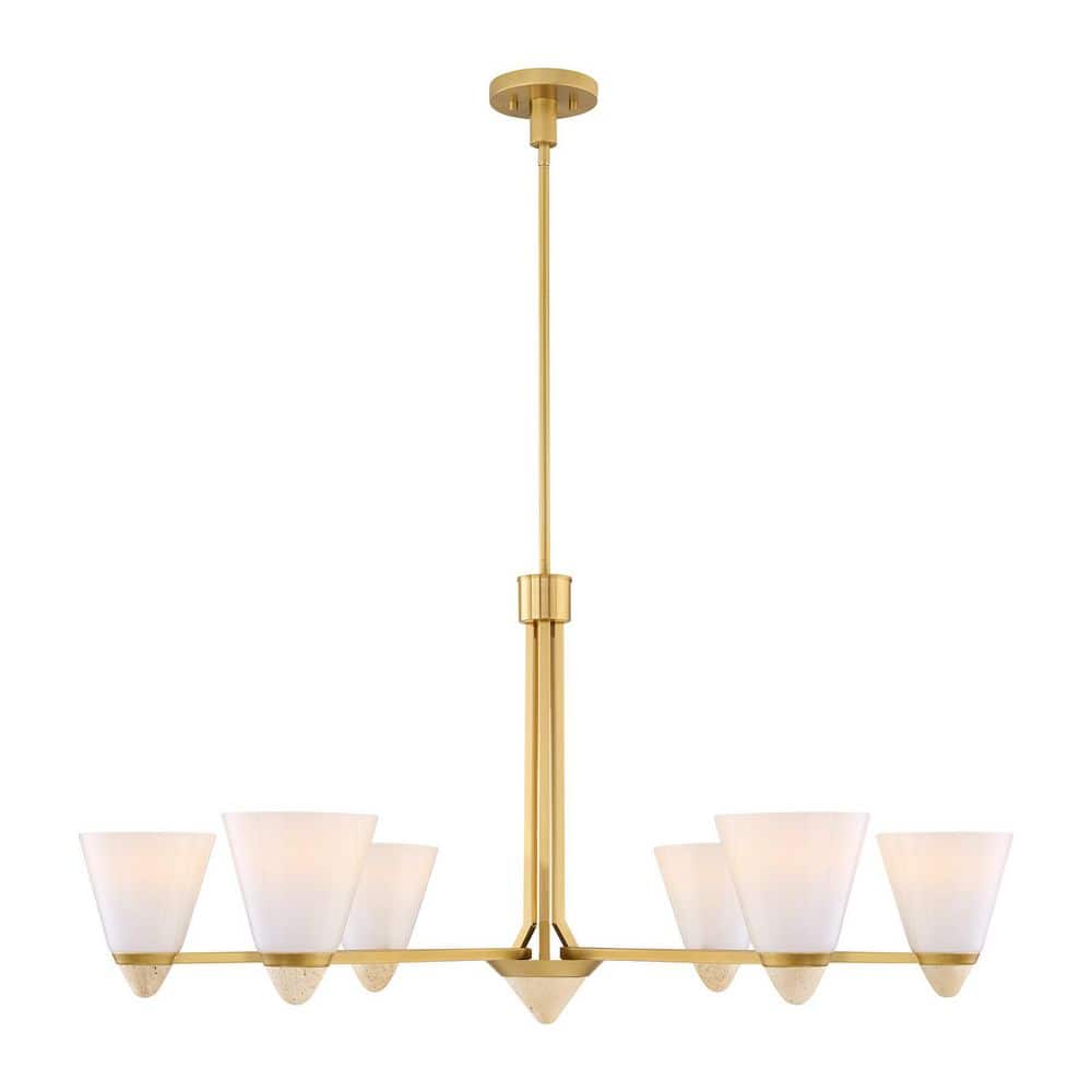 Kohlman 6-Light Warm Brass Transitional Organic Chandelier Conical White Opal Glass price history on PriceWatchPro