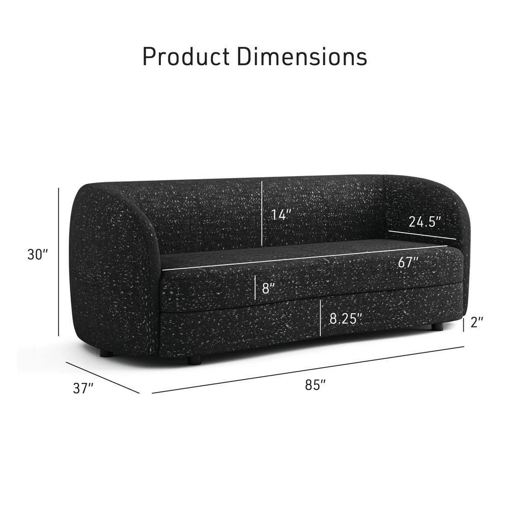 Julia 85 in. Black Boucle Fabric Modern Curved Sofa