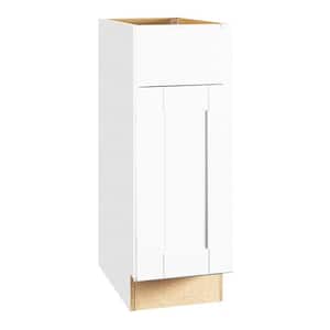 Shaker 12 in. W x 24 in. D x 34.5 in. H Assembled Base Kitchen Cabinet in Satin White with Ball-Bearing Drawer Glides