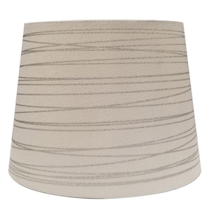 Mix and Match 10 in. Dia x 7.5 in. H White with Silver Foil Stripes Round Accent Lamp Shade