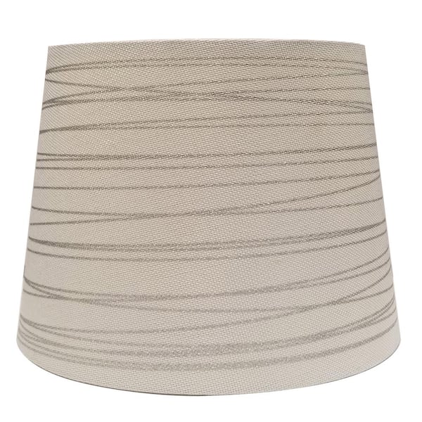 Hampton Bay Mix and Match 10 in. Dia x 7.5 in. H White with Silver Foil Stripes Round Accent Lamp Shade