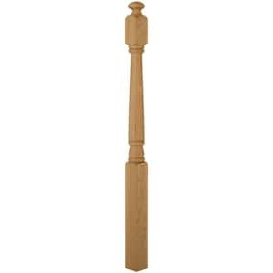Stair Parts 4040 54 in. x 3 in. Unfinished Red Oak Mushroom Top Landing Newel Post for Stair Remodel