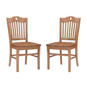 Edgar Brown Wood with Wood Seat Side Chair (Set of 2)