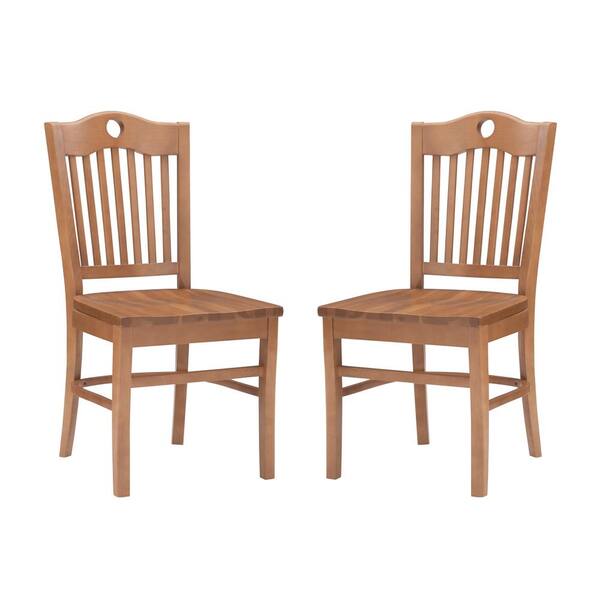 Linon Home Decor Edgar Brown Wood Dining Side Chair Set of 2