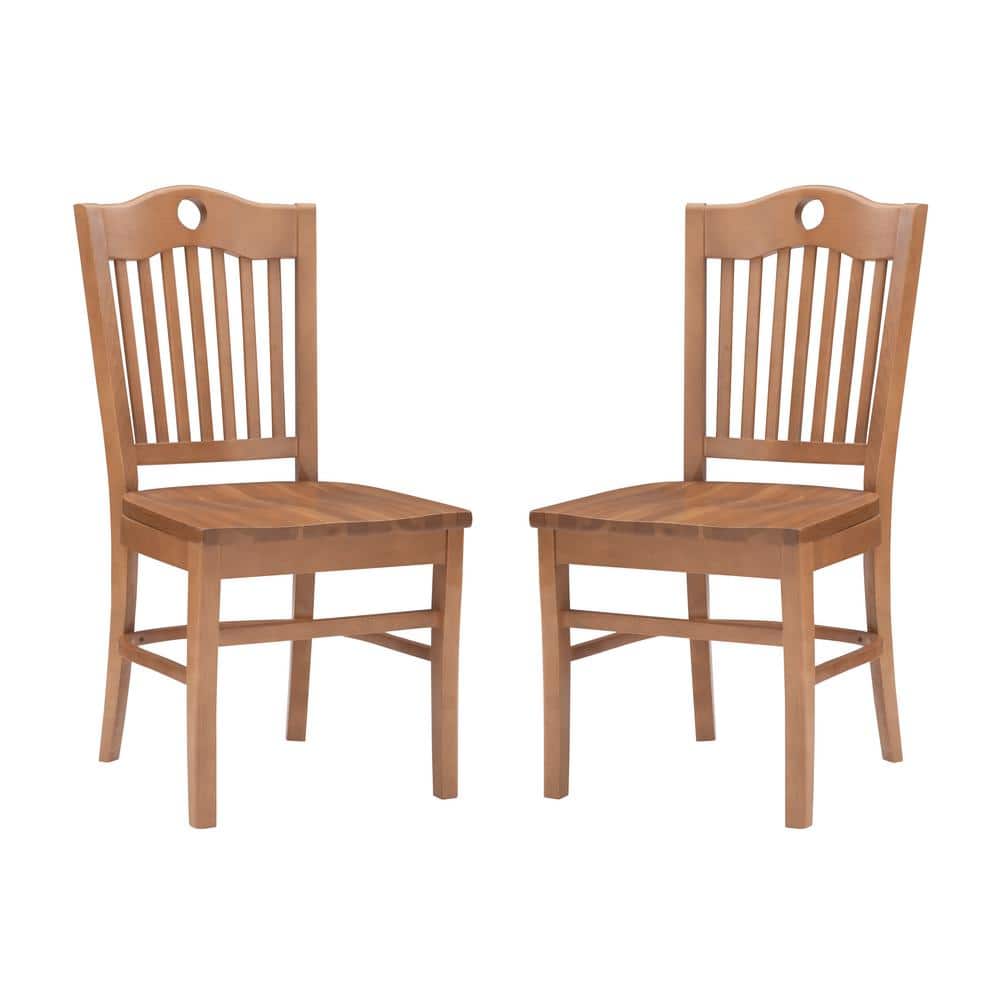 Edgar Brown Wood Dining Side Chair Set of 2