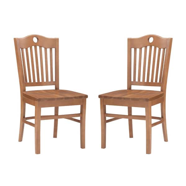 Linon Home Decor Edgar Brown Wood Dining Side Chair Set of 2