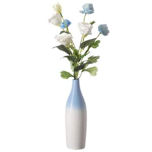9.5 in. White Modern Decorative Ceramic Table Vase Ripped Design Bottle Shape Flower Holder