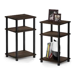Just 3-Tier 22.8 in. Columbia Walnut Turn-N-Tube End Table (2-Pack)