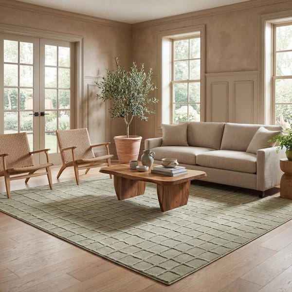 Eunice Modern Machine Washable Area Light Green 7 ft. x 9 ft. Indoor Area Rug