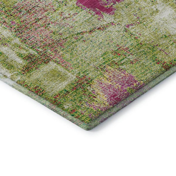 Mayfield Premium Machine Washable Abstract AMF989 Lime 2 ft. 3 in. x 7 ft. 6 in. Runner Rug