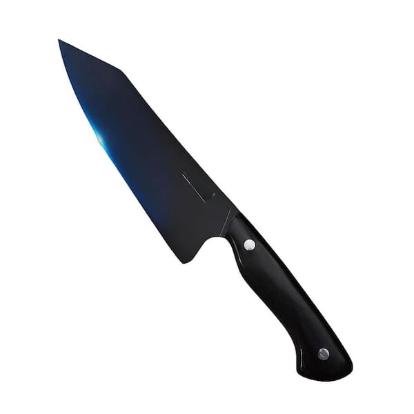 7 in. Carbon Stainless Steel Japanese Chef Knife with Black Titanium Coating and Wood Handle (Set of 1)