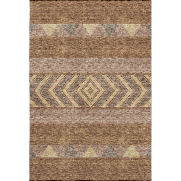 Addison Rugs Mayfield Premium Machine Washable Abstract AMF965 Paprika 3 ft. x 5 ft. Area Rug