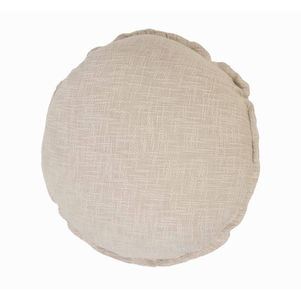 Birch Beige Round Polyester Throw Pillow 20"
