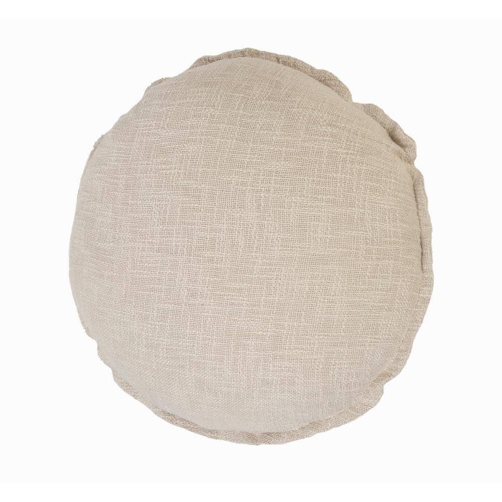 Birch Beige Round Polyester Throw Pillow 20"