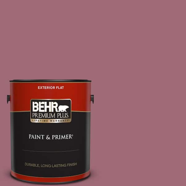 BEHR PREMIUM PLUS 1 gal. #100D-5 Berries and Cream Flat Exterior Paint & Primer