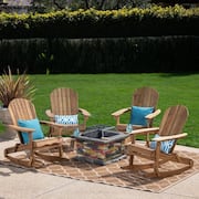 Marrion Natural Brown 5-Piece Wood Patio Fire Pit Seating Set