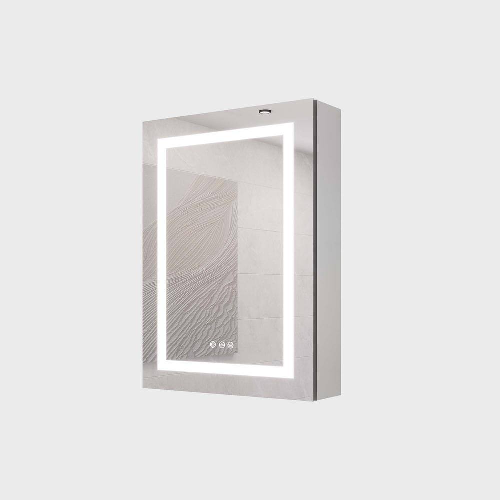 20 in. W x 28 in. H Rectangular Silver Aluminum Lighted Surface Mount Medic