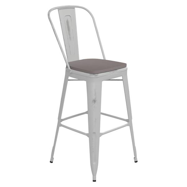 Carnegy Avenue 30 White/Gray Metal Outdoor Bar Stool CGA-XU