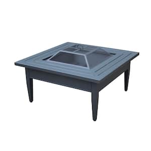 Riley 38 in. Square Steel Wood Burning Fire Pit Table