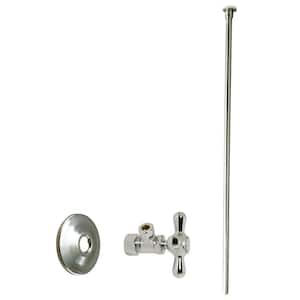 5/8 in. x 3/8 in. OD x 20 in. Flat Head Toilet Supply Line Kit with Cross Handle Angle Shut Off Valve, Polished Nickel