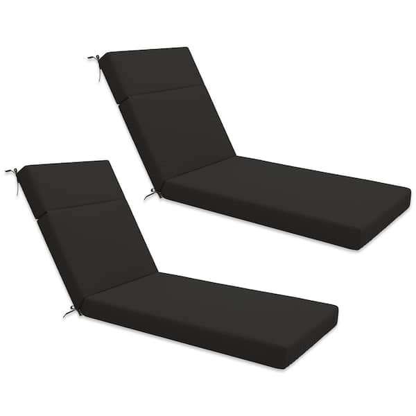 Kimunuk 80 in. x 26 in. x 4 in. ( 2-Pack ) Outdoor Water-Resistant Replacement Chaise Lounge Seat Cushion Black