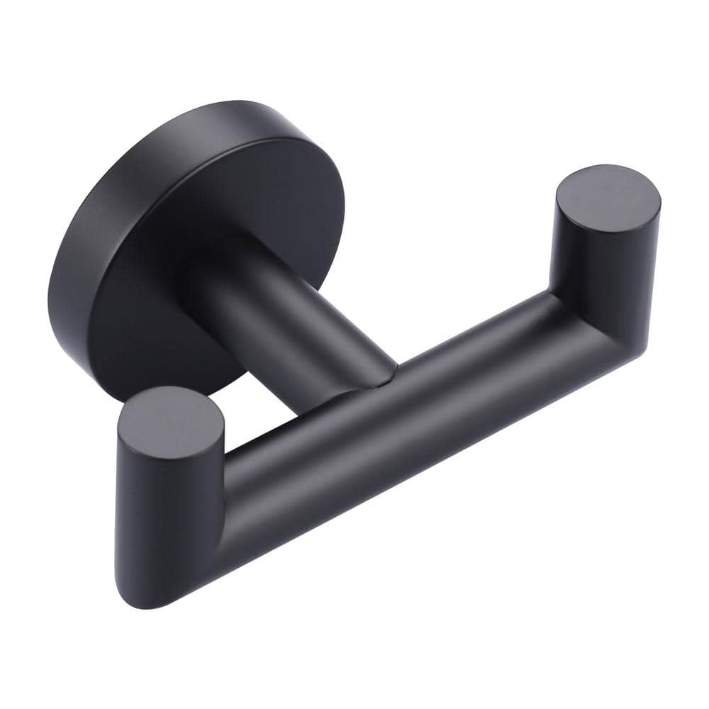 Matte Black Stainless Steel Double Robe and Towel Hook