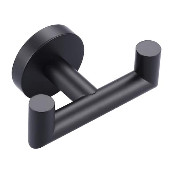 ALEASHA J-Hook Double Robe/Towel Hook in Matte Black