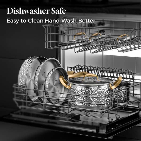JFVKAF 10-Piece Hammered Stainless Steel Cookware Set Non-Toxic