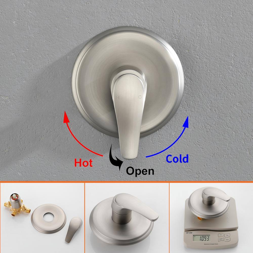 Brushed Nickel Single Handle 10-Spray Handheld Shower Faucet Set