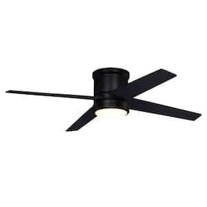 Erie Black 52 in. Flush Mount Ceiling Fan with LED Light Kit and Remote