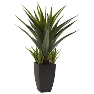 Artificial Agave Plant with Black Planter