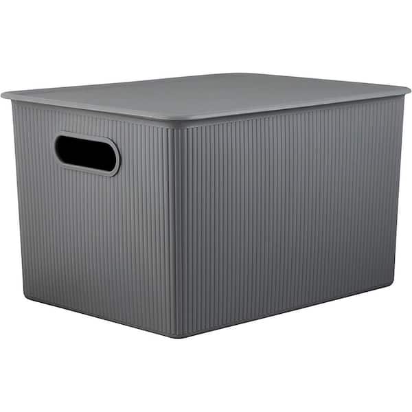 SUPERIO 23 Qt. Storage Bin Gray with Matching Lid